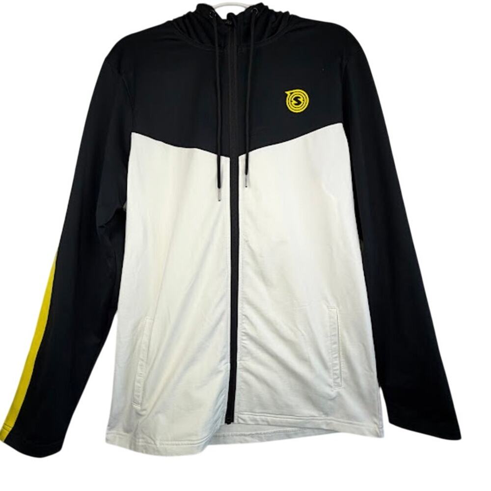 Spikeball‎ Colorblock Zip Hoodie Black White Yellow Men's Large $70 MSRP